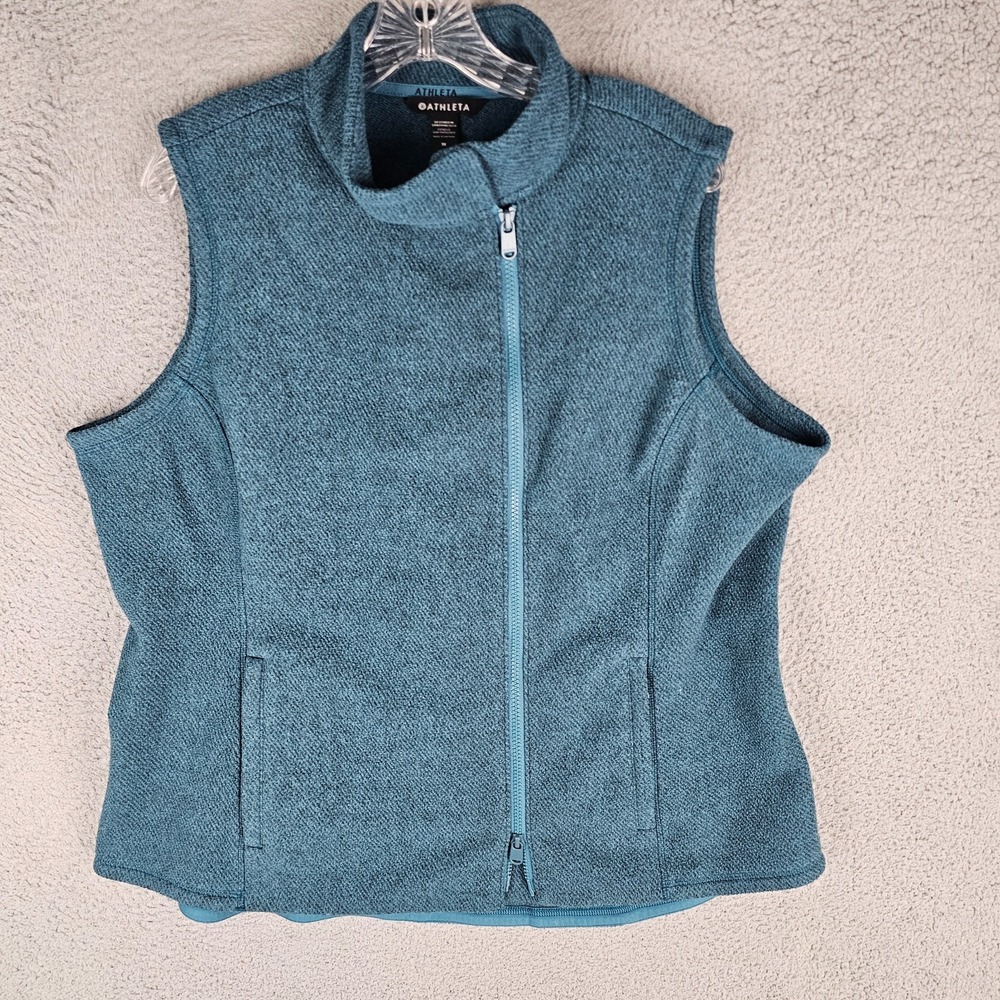 Athleta Stroll Fleece Moto Vest Womens 1X Lightweight Mock Neck Zip-Up 860063-01